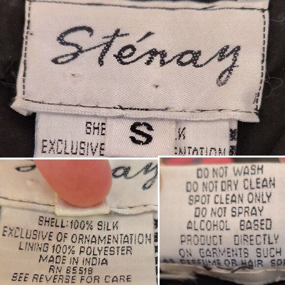VTG 80s Stenay Black Colorful Sequins Beaded Silk Formal Disco Jacket Small - Picture 13 of 15